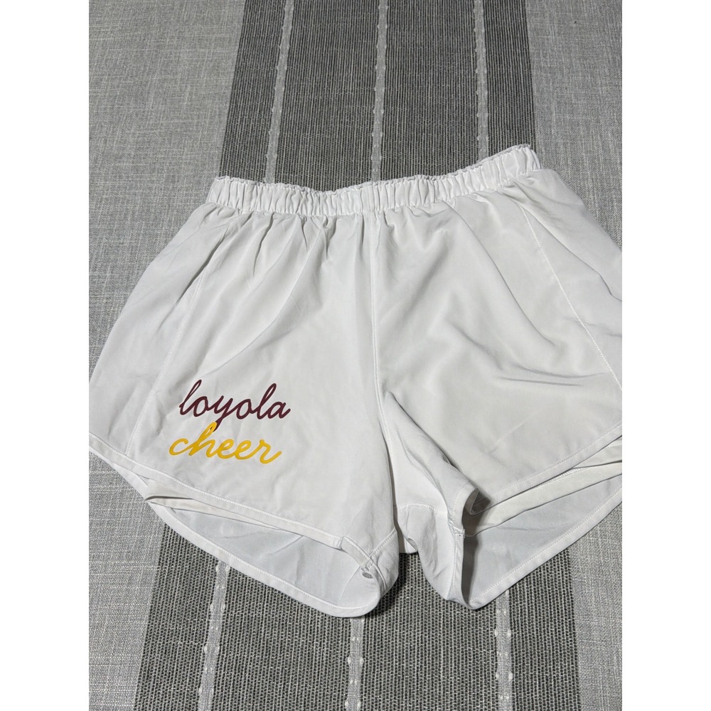 Varsity Spirit Loyola Cheer White Athletic Shorts Women Small Spandex Liner